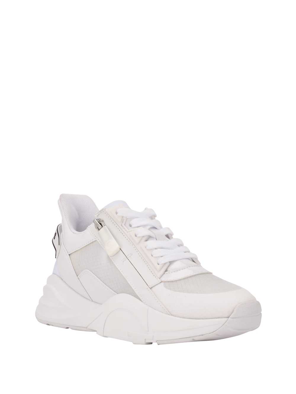 White Women\'s Guess Bailian Side-Zip Sneakers Australia Sale | 975UAHLZB