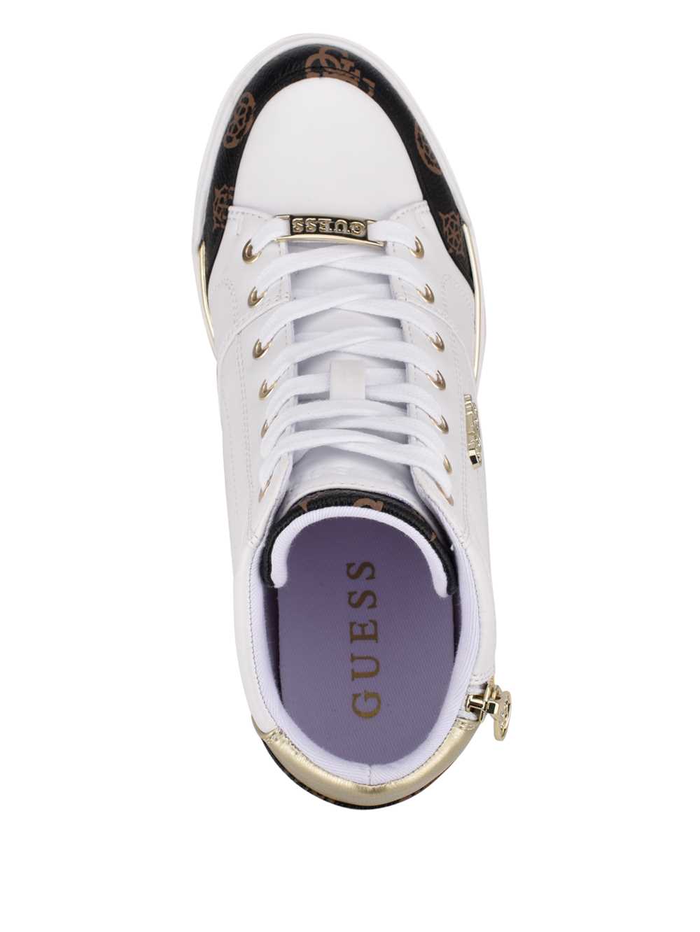 White Women's Guess Figz Logo Wedge Sneakers Australia Sale | 671UVDHPL