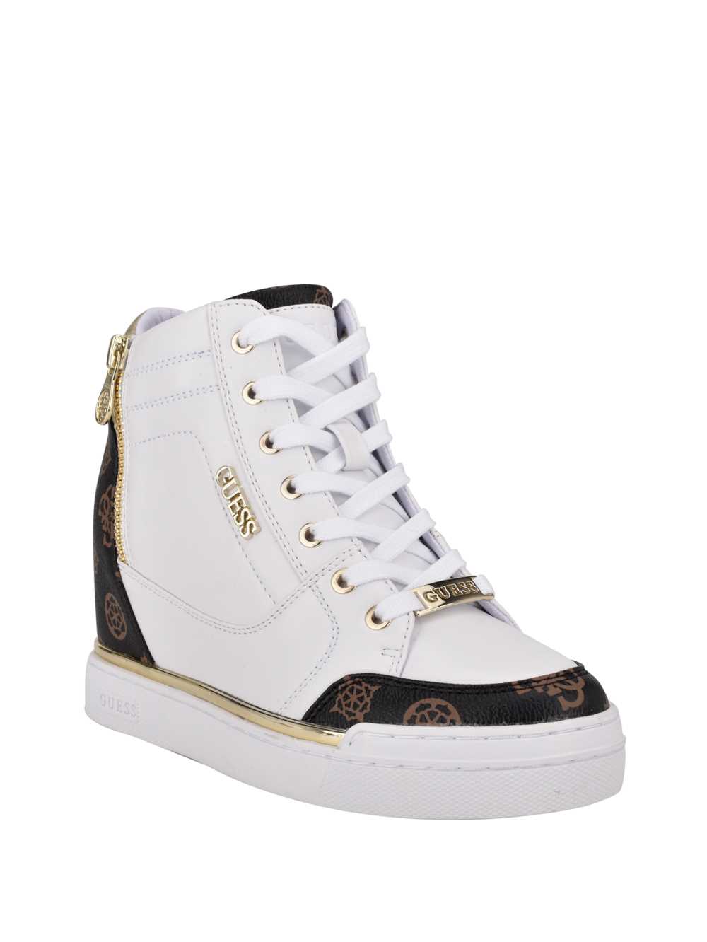 White Women\'s Guess Figz Logo Wedge Sneakers Australia Sale | 671UVDHPL