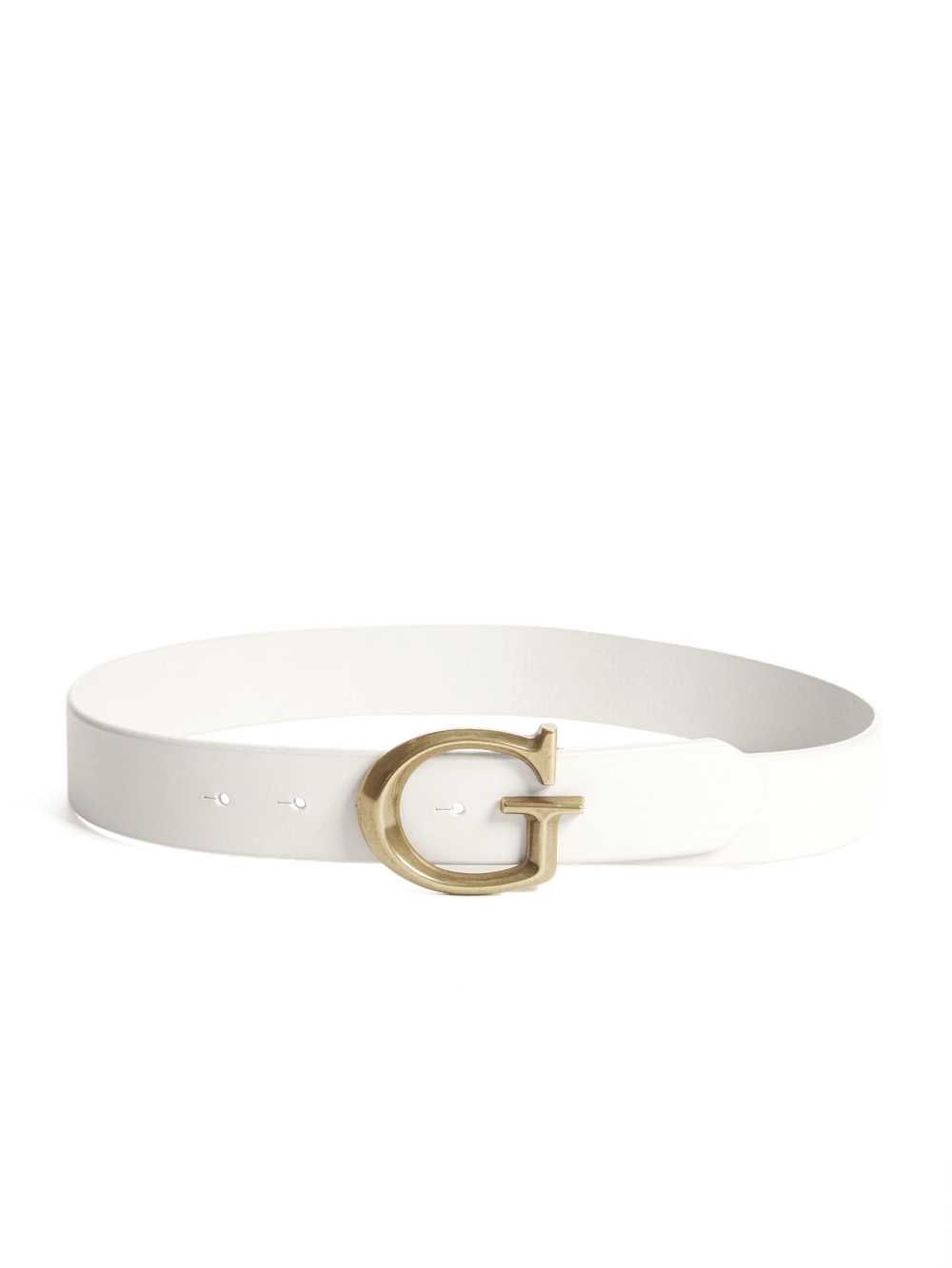 White Women's Guess Jackie G Leather Logo Belts Australia Sale | 592LKRUQO