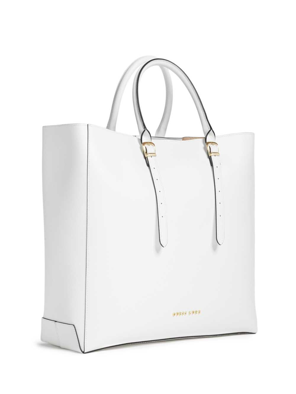 White Women's Guess Lady Luxe Leather Tote Bags Australia Sale | 135BKYWZA