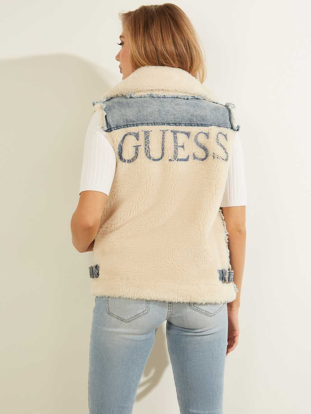 White Women's Guess Manola Denim Vest Australia Sale | 960IZJTUD