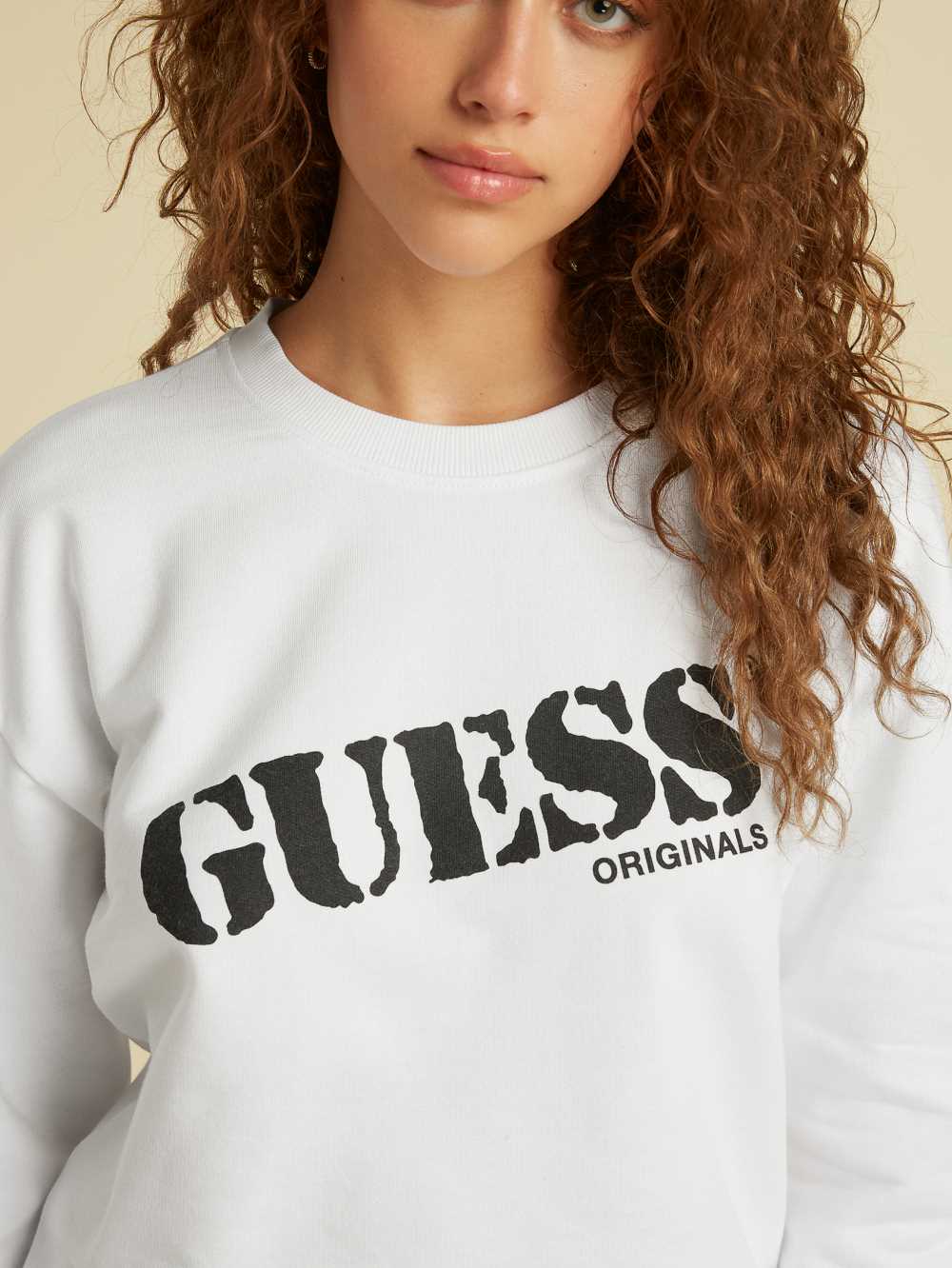 White Women's Guess Originals Kit Sweatshirt Australia Sale | 915QEKRZH