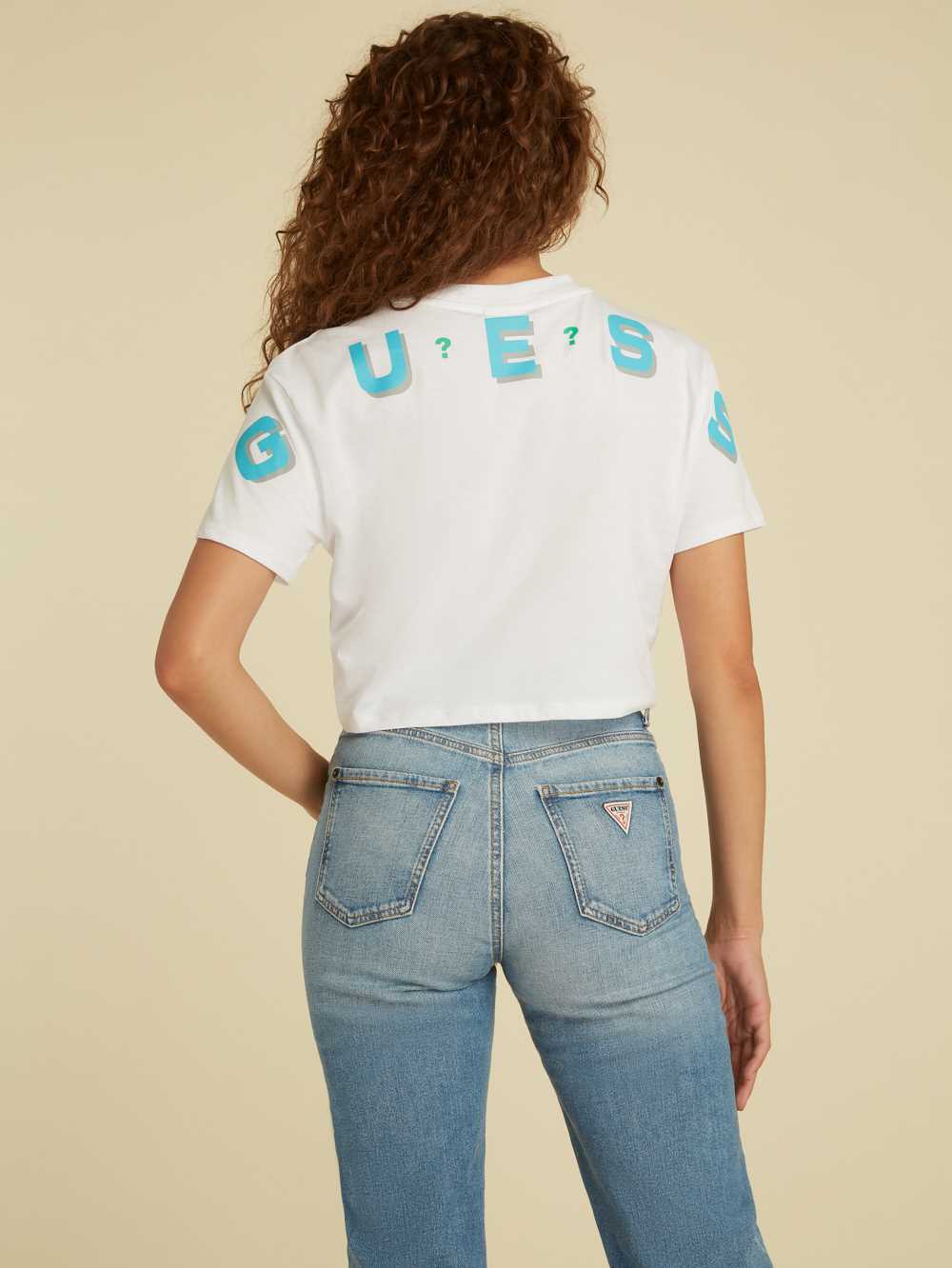 White Women's Guess Originals Logo Crop T-shirt Australia Sale | 465WBIESY