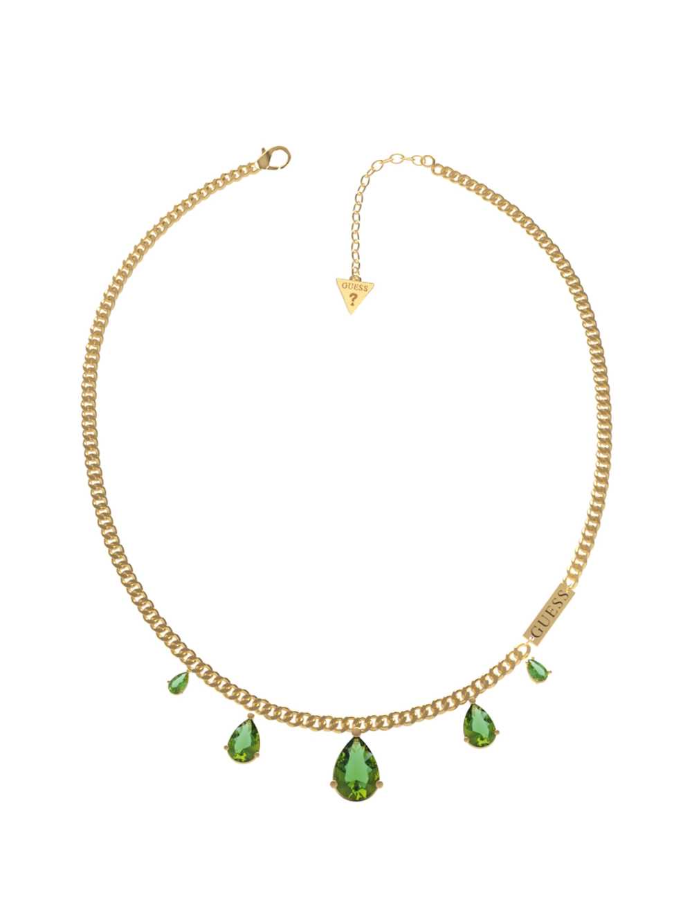 Yellow Gold Women\'s Guess Gold-Tone Emerald Teardrop Necklace Australia Sale | 657OYMWDZ