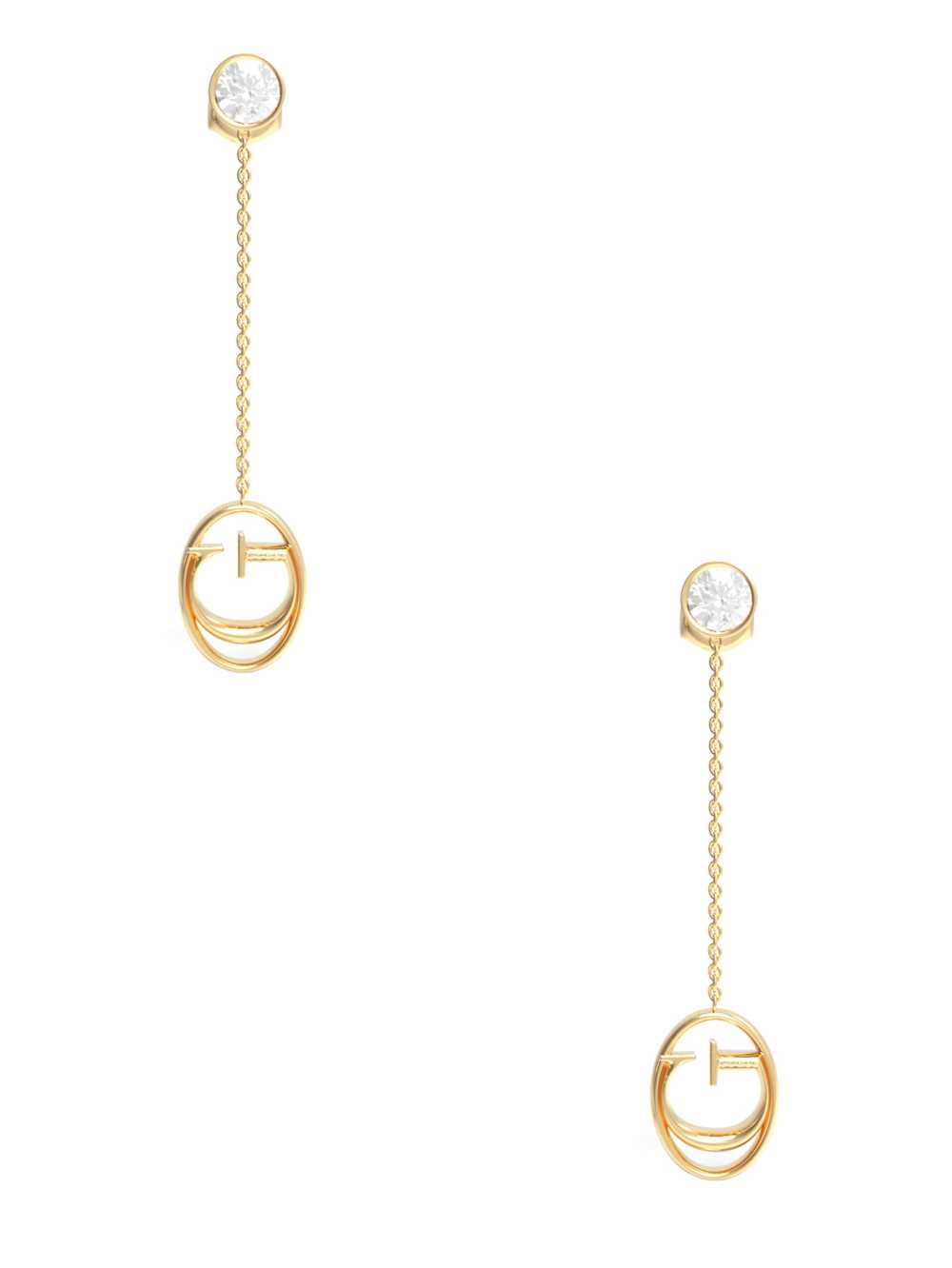 Yellow Gold Women's Guess Gold-Tone Logo Pendant Drop Earrings Australia Sale | 523VQUYCZ