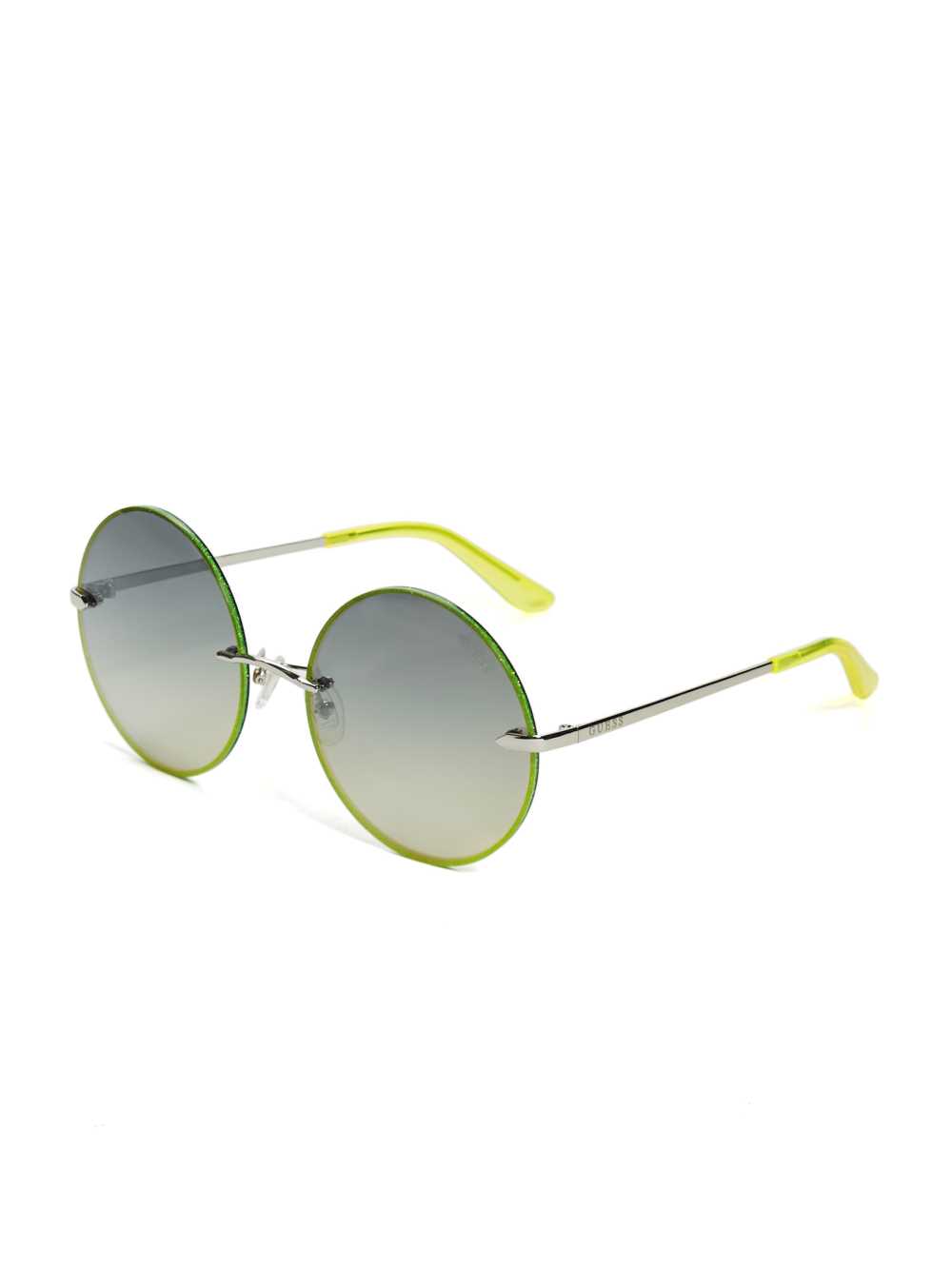 Yellow Women's Guess Greyson Glitter Trim Round Sunglasses Australia Sale | 084VPYTGS