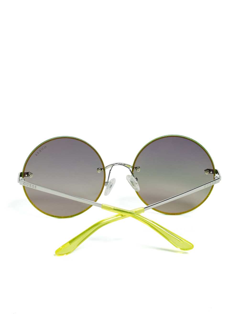 Yellow Women's Guess Greyson Glitter Trim Round Sunglasses Australia Sale | 084VPYTGS