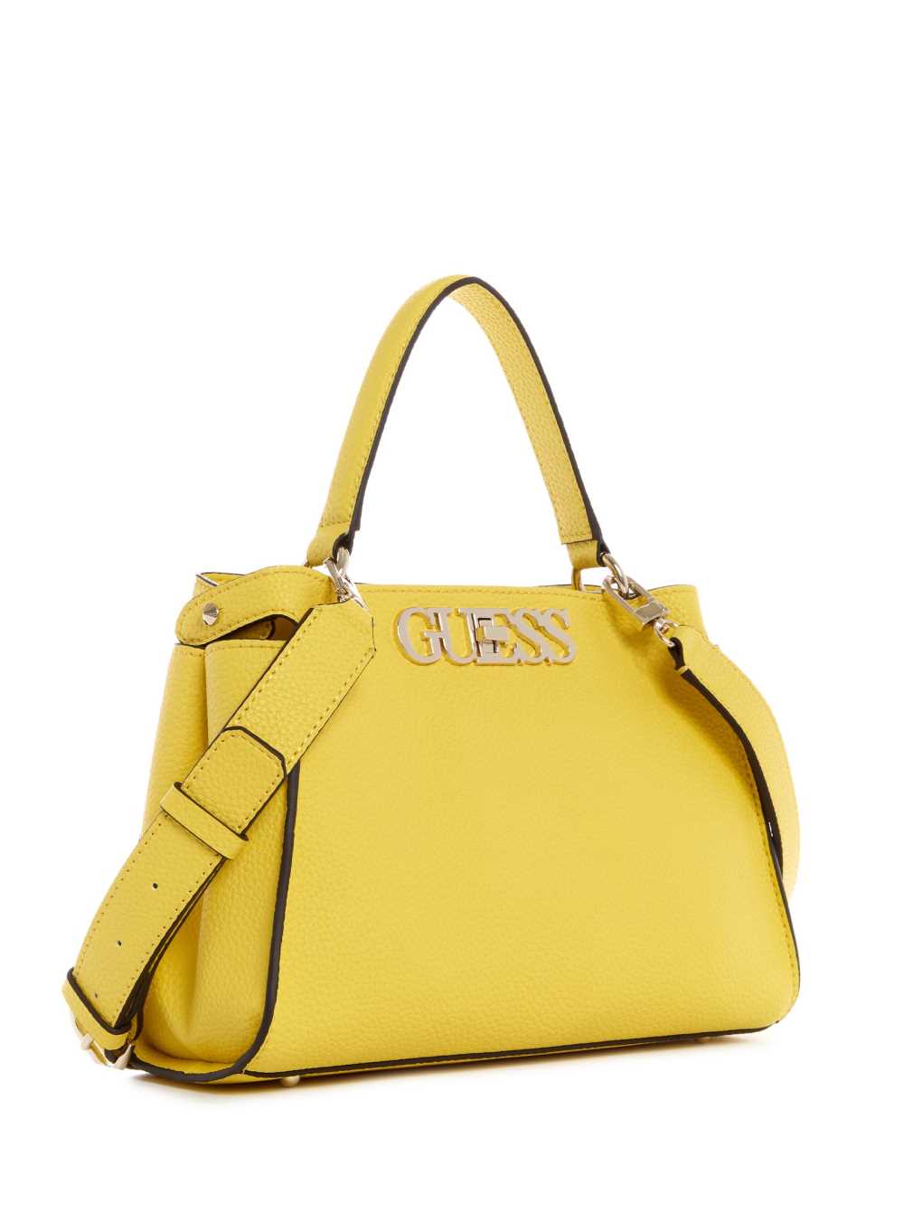 Yellow Women's Guess Uptown Chic Turnlock Satchel Bags Australia Sale | 238RIJSUN